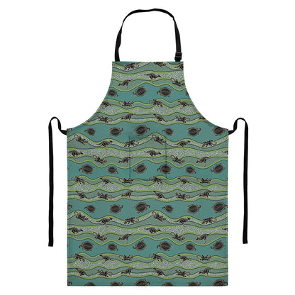 Aboriginal Animals Pattern Print Bib Apron With Pocket