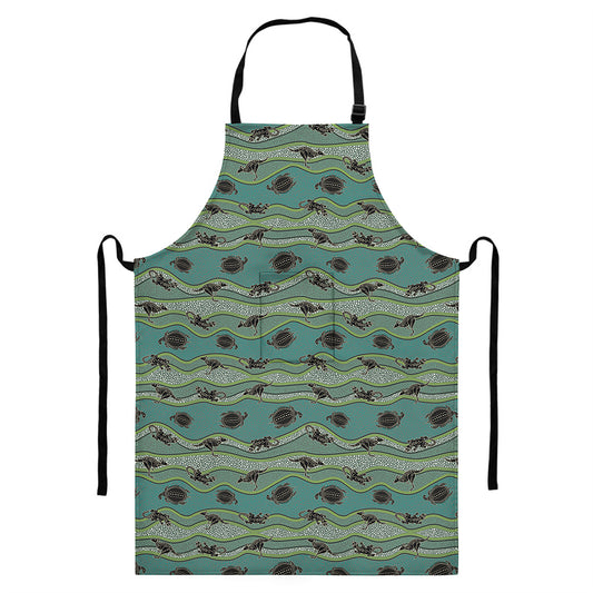 Aboriginal Animals Pattern Print Bib Apron With Pocket