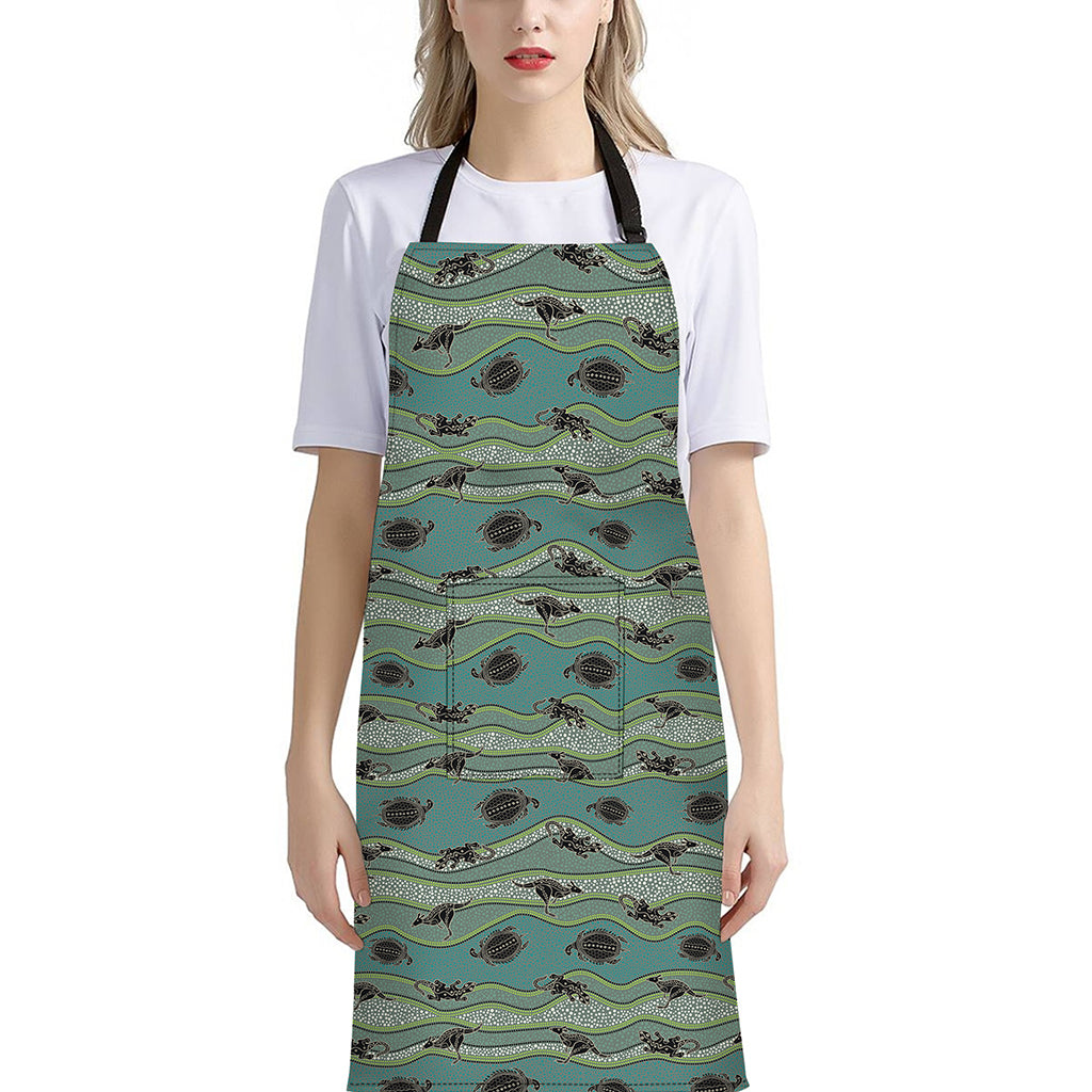 Aboriginal Animals Pattern Print Bib Apron With Pocket