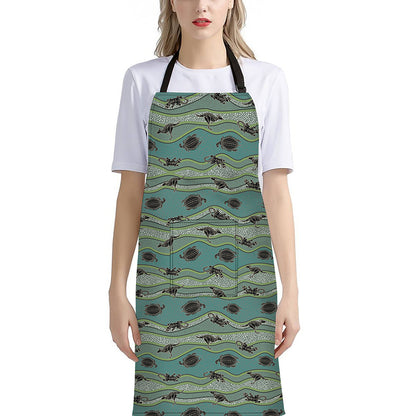 Aboriginal Animals Pattern Print Bib Apron With Pocket
