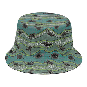 Aboriginal Animals Pattern Print Bucket Hat