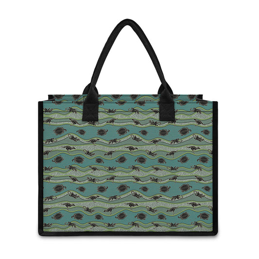 Aboriginal Animals Pattern Print Canvas Tote Bag