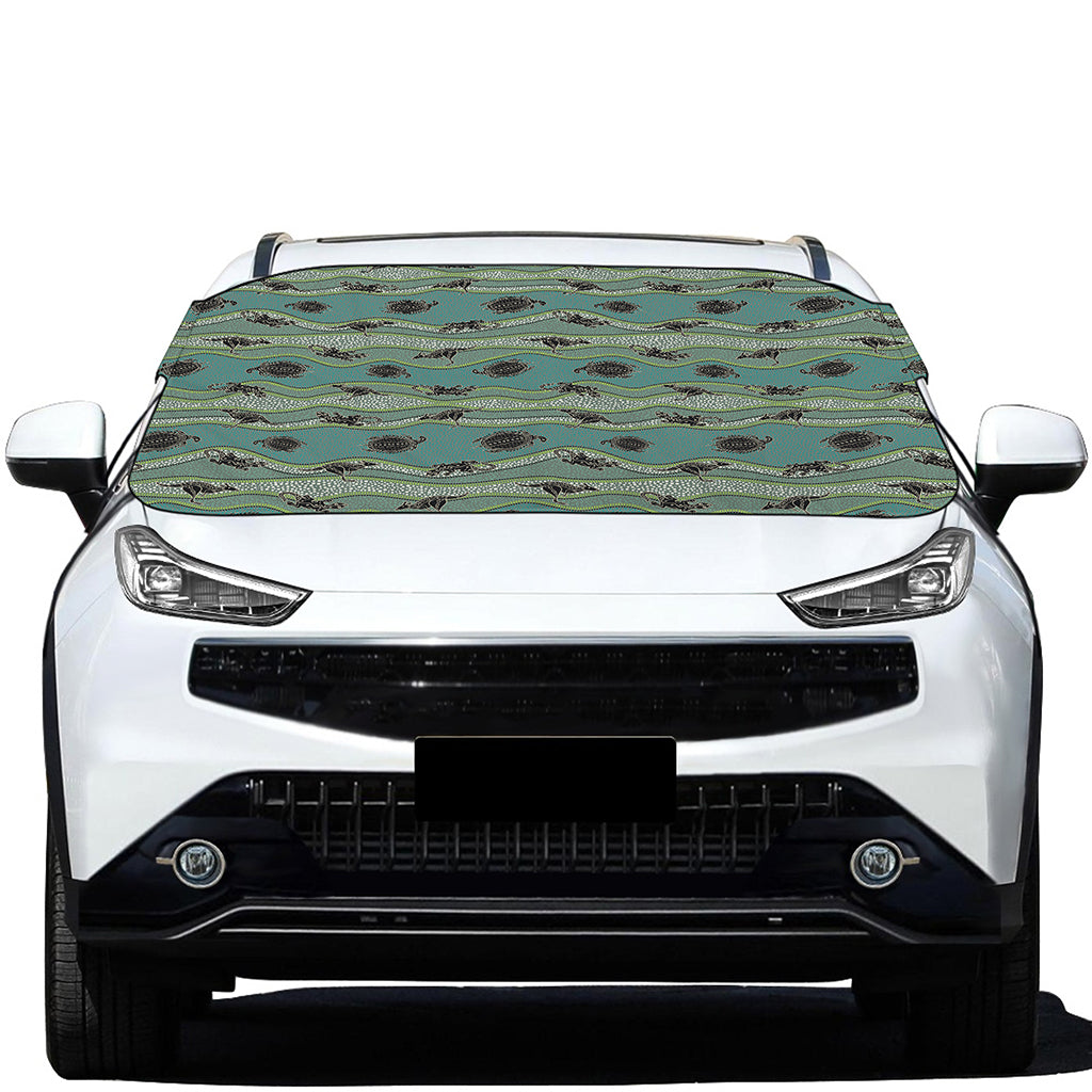 Aboriginal Animals Pattern Print Car Windshield Snow Cover
