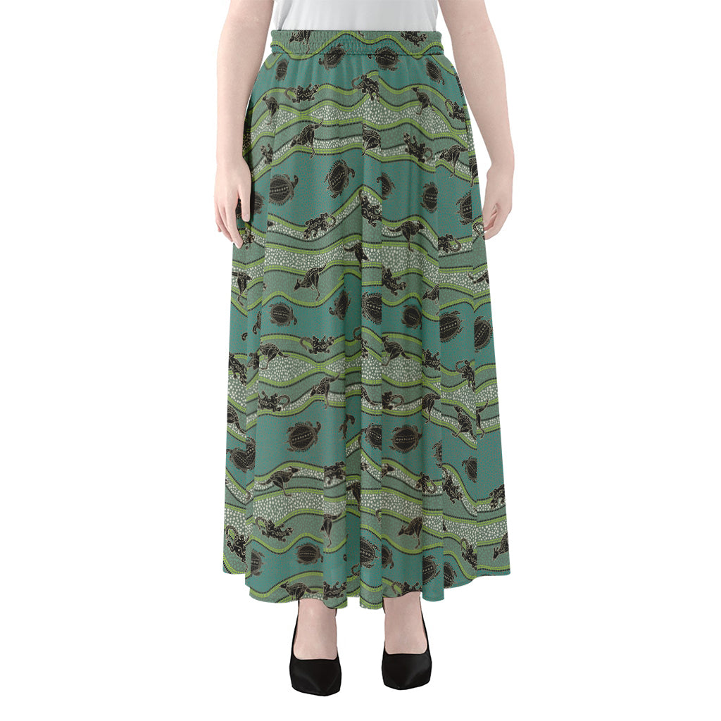 Aboriginal Animals Pattern Print Chiffon Maxi Skirt