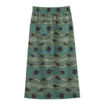 Aboriginal Animals Pattern Print Cotton Front Slit Maxi Skirt