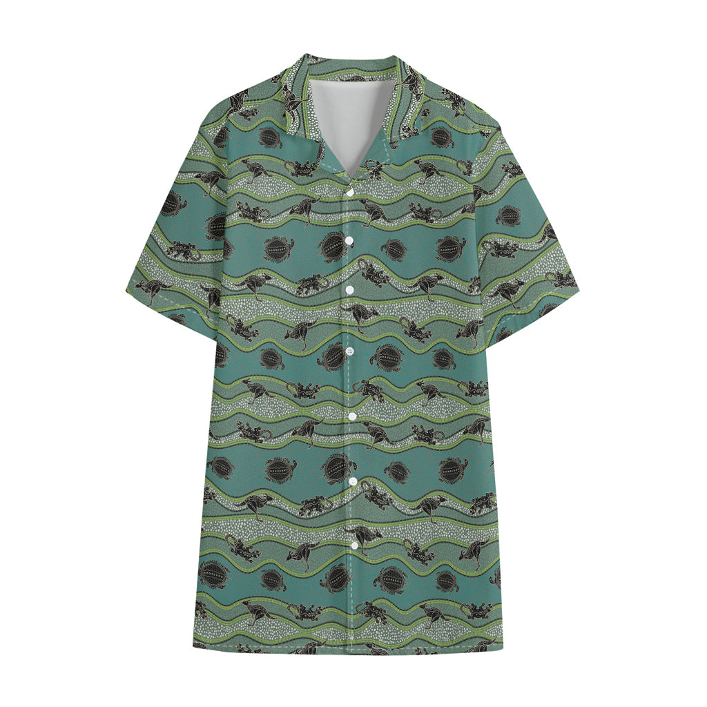 Aboriginal Animals Pattern Print Cotton Hawaiian Shirt