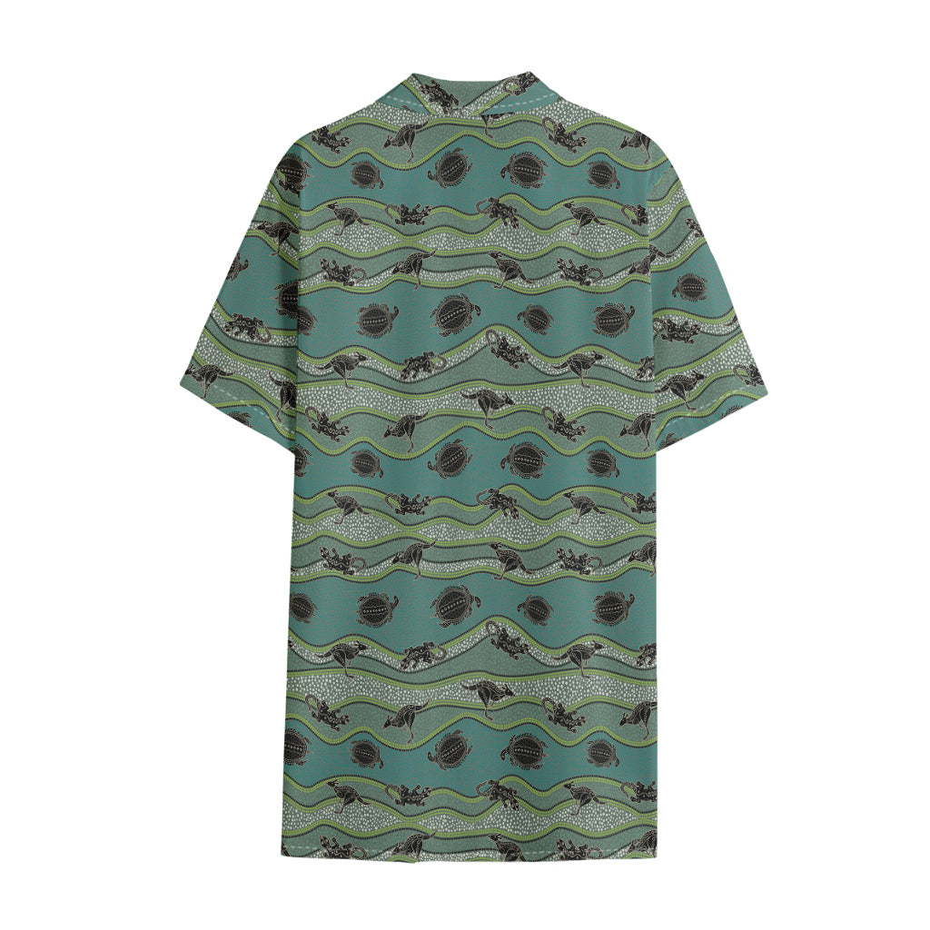 Aboriginal Animals Pattern Print Cotton Hawaiian Shirt