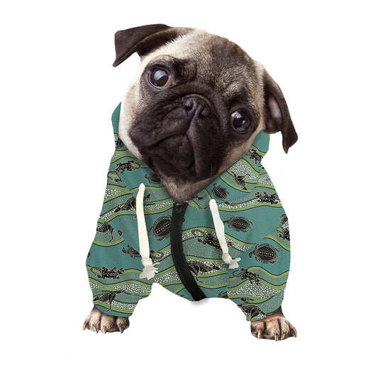 Aboriginal Animals Pattern Print Dog Zip Up Hoodie