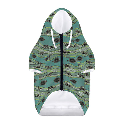 Aboriginal Animals Pattern Print Dog Zip Up Hoodie