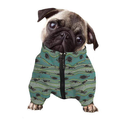 Aboriginal Animals Pattern Print Dog Zip Up Jacket