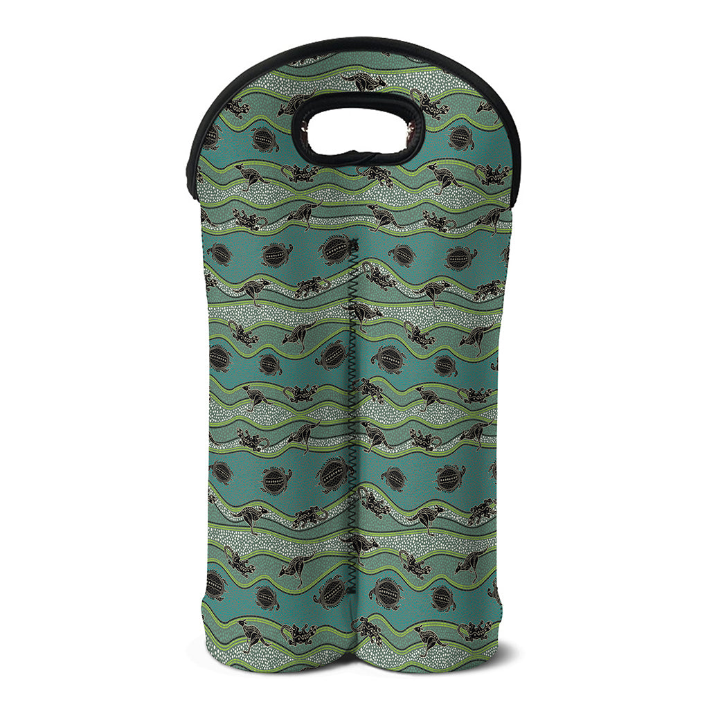 Aboriginal Animals Pattern Print Double Neoprene Wine Tote