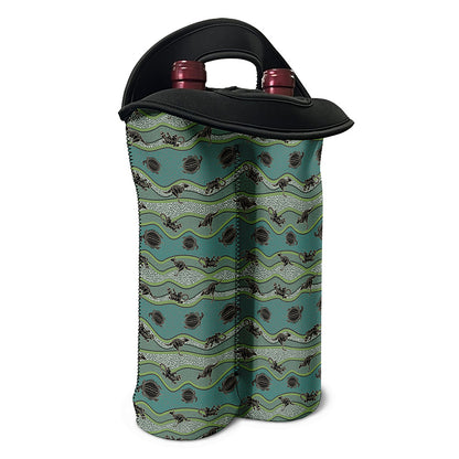Aboriginal Animals Pattern Print Double Neoprene Wine Tote