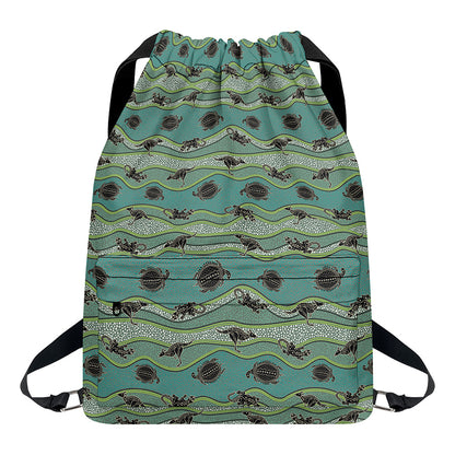 Aboriginal Animals Pattern Print Drawstring Backpack