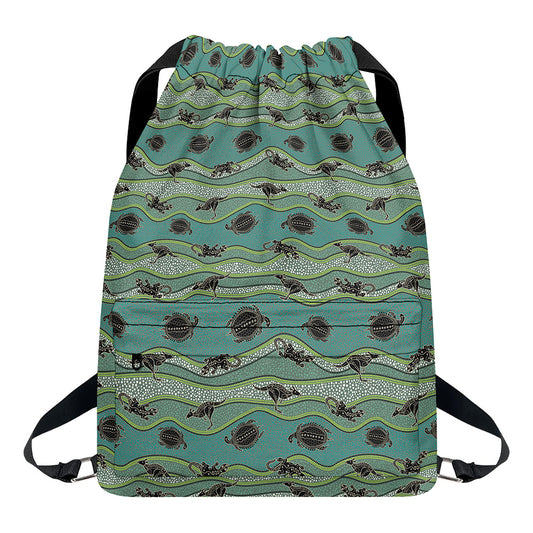 Aboriginal Animals Pattern Print Drawstring Backpack