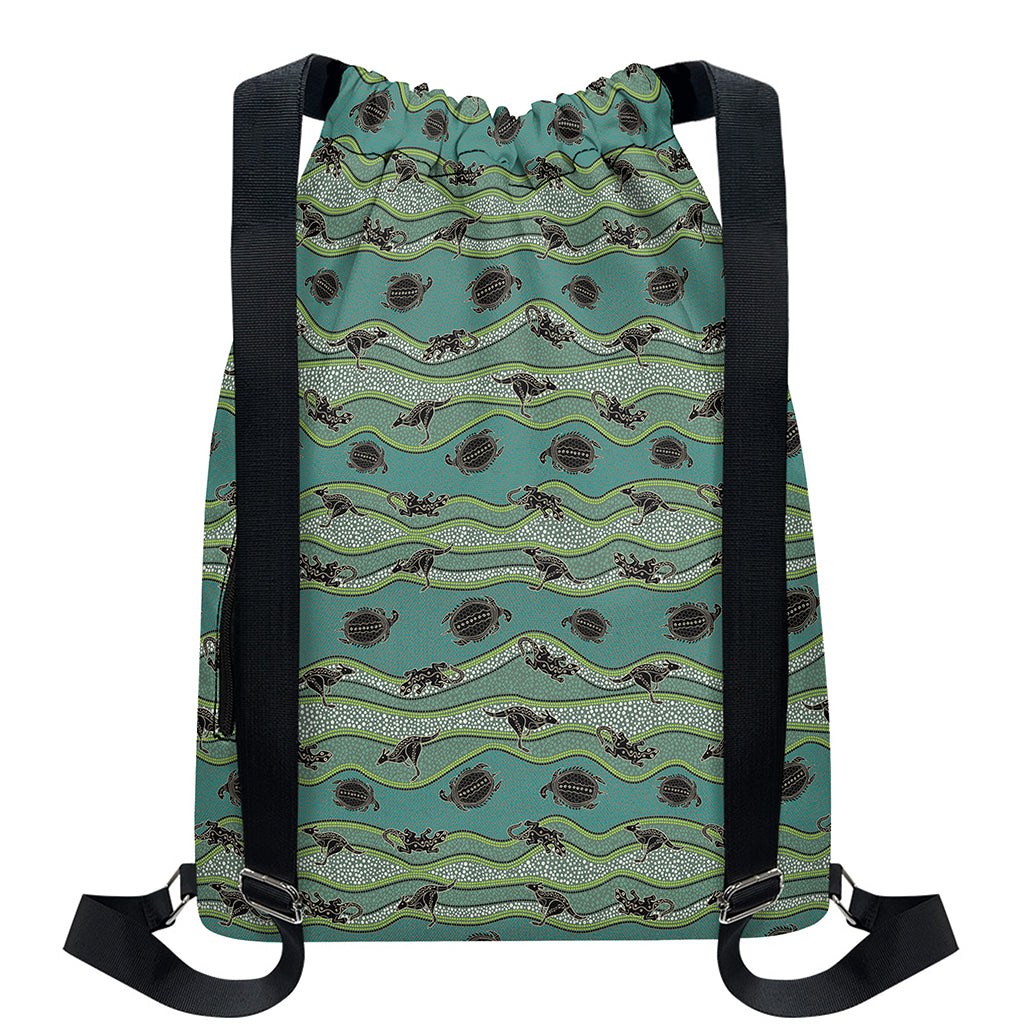 Aboriginal Animals Pattern Print Drawstring Backpack