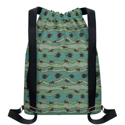 Aboriginal Animals Pattern Print Drawstring Backpack