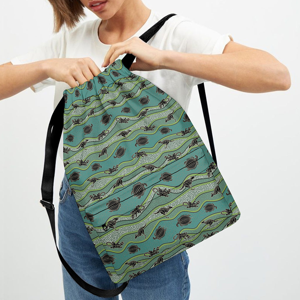 Aboriginal Animals Pattern Print Drawstring Backpack