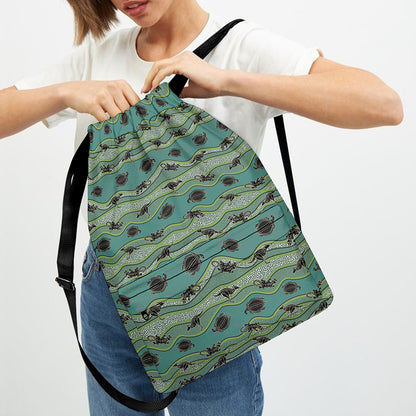 Aboriginal Animals Pattern Print Drawstring Backpack
