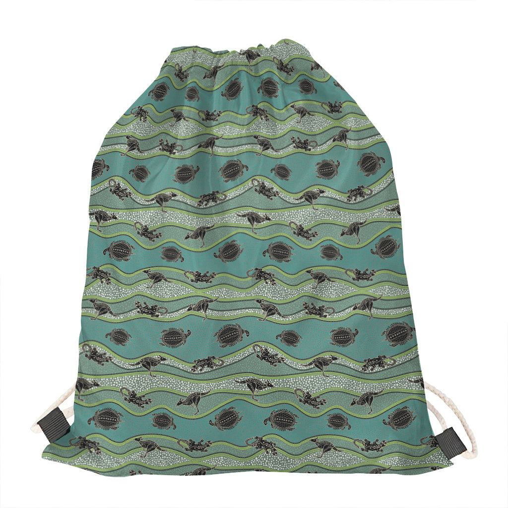 Aboriginal Animals Pattern Print Drawstring Bag