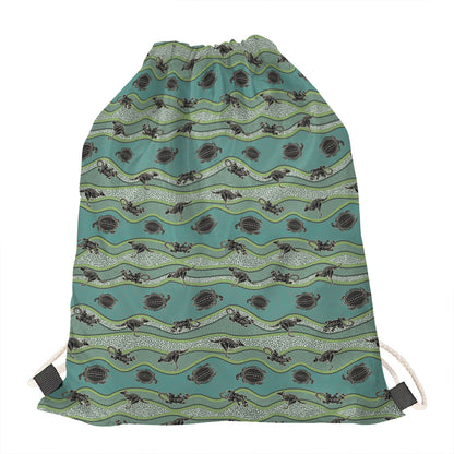 Aboriginal Animals Pattern Print Drawstring Bag