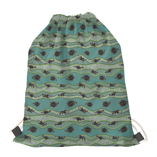 Aboriginal Animals Pattern Print Drawstring Bag