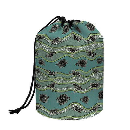 Aboriginal Animals Pattern Print Drawstring Makeup Bag
