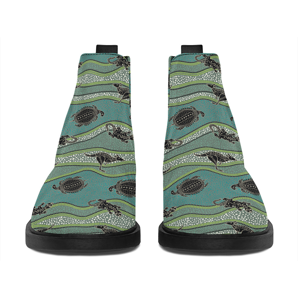 Aboriginal Animals Pattern Print Flat Ankle Boots