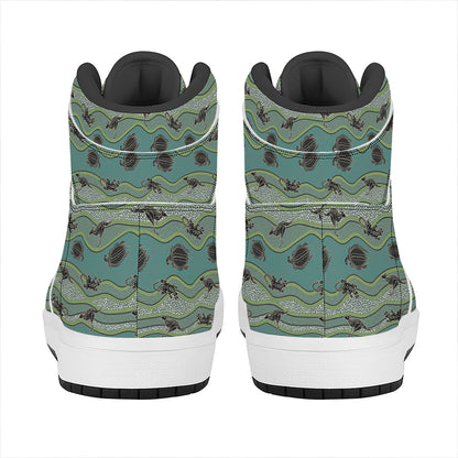 Aboriginal Animals Pattern Print High Top Leather Sneakers