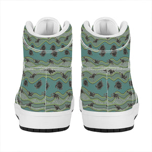 Aboriginal Animals Pattern Print High Top Leather Sneakers