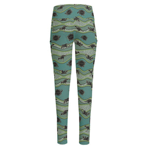 Aboriginal Animals Pattern Print High-Waisted Pocket Leggings