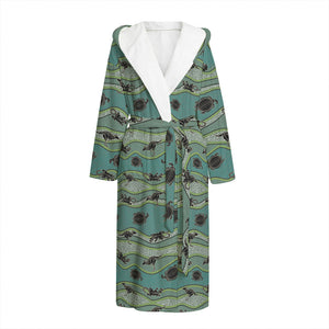 Aboriginal Animals Pattern Print Hooded Bathrobe