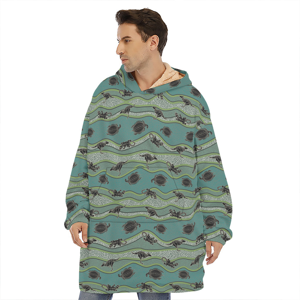 Aboriginal Animals Pattern Print Hoodie Blanket