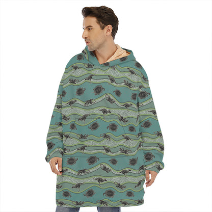 Aboriginal Animals Pattern Print Hoodie Blanket