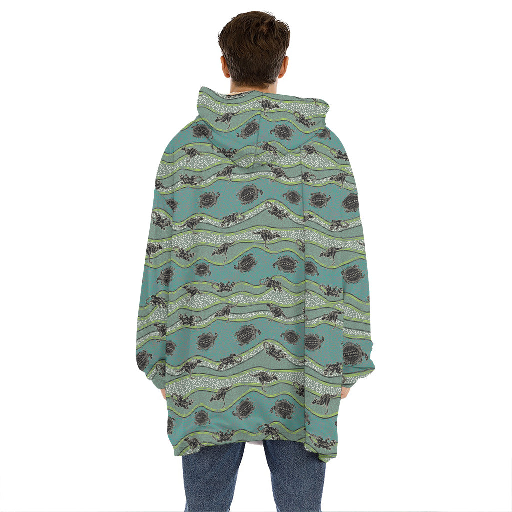 Aboriginal Animals Pattern Print Hoodie Blanket