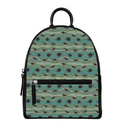 Aboriginal Animals Pattern Print Leather Backpack