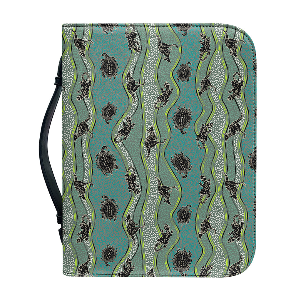 Aboriginal Animals Pattern Print Leather Bible Cover
