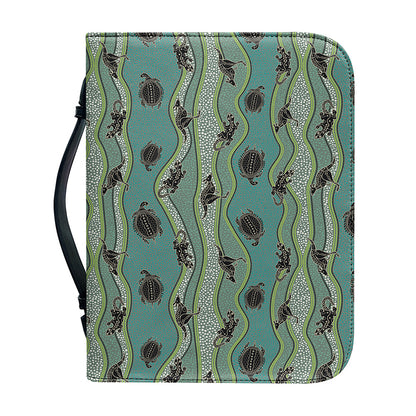 Aboriginal Animals Pattern Print Leather Bible Cover