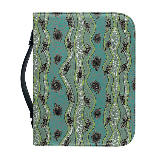 Aboriginal Animals Pattern Print Leather Bible Cover