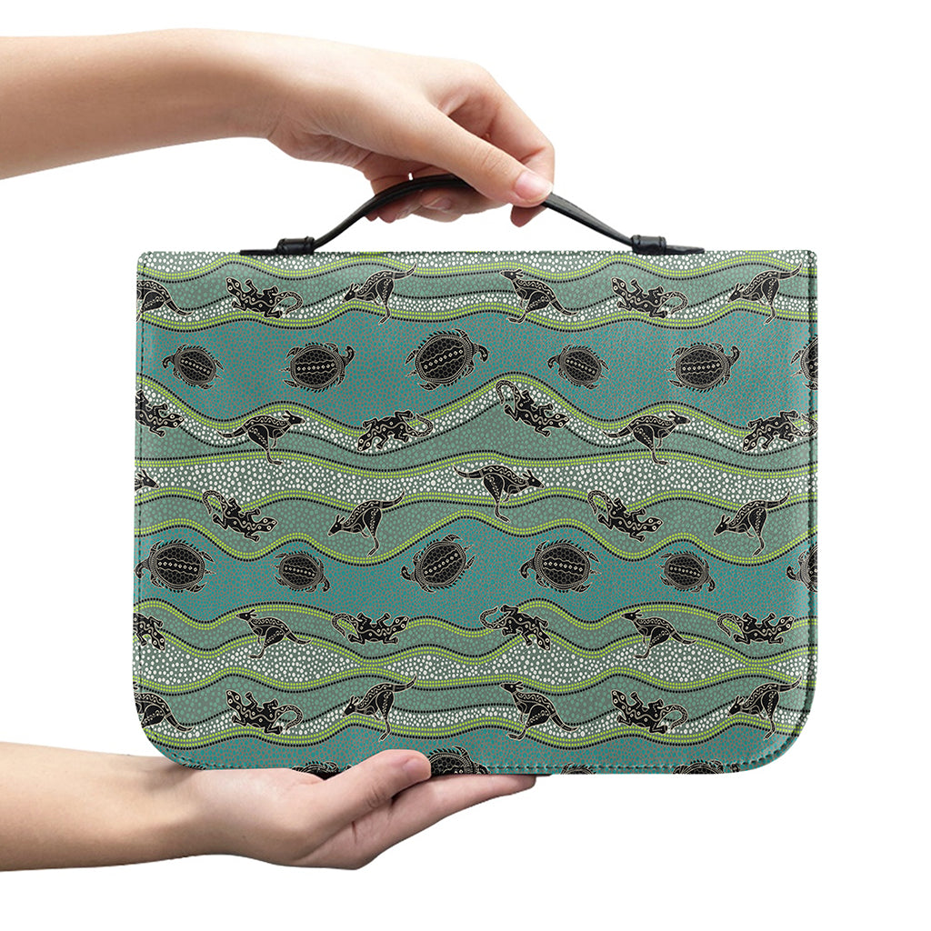 Aboriginal Animals Pattern Print Leather Bible Cover
