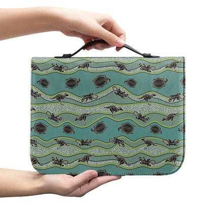 Aboriginal Animals Pattern Print Leather Bible Cover
