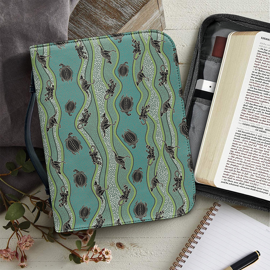 Aboriginal Animals Pattern Print Leather Bible Cover