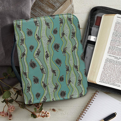 Aboriginal Animals Pattern Print Leather Bible Cover