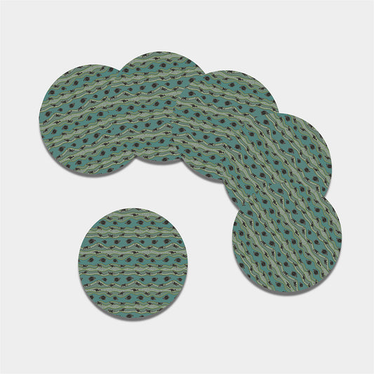 Aboriginal Animals Pattern Print Leather Coaster Set