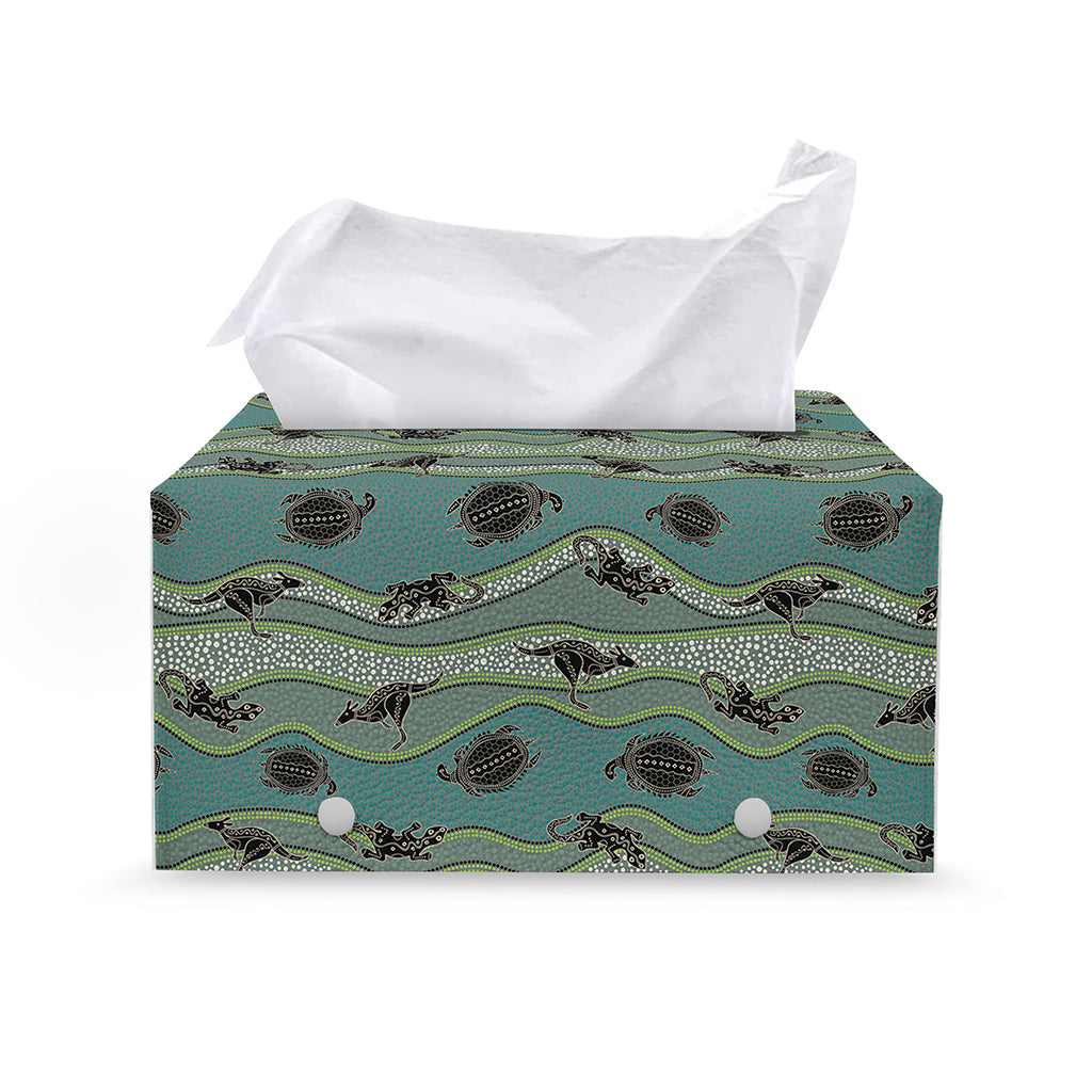 Aboriginal Animals Pattern Print Leather Tissue Box Cover