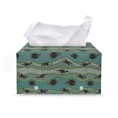 Aboriginal Animals Pattern Print Leather Tissue Box Cover