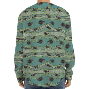 Aboriginal Animals Pattern Print Long Sleeve Baseball Jersey