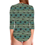 Aboriginal Animals Pattern Print Long Sleeve Swimsuit