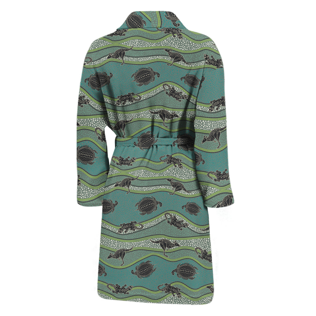 Aboriginal Animals Pattern Print Men's Bathrobe