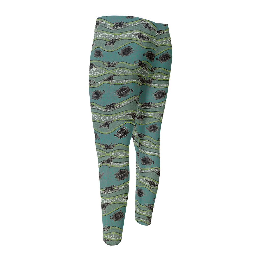 Aboriginal Animals Pattern Print Men's Compression Pants