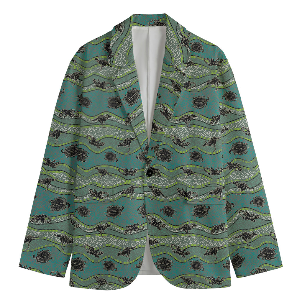 Aboriginal Animals Pattern Print Men's Cotton Blazer